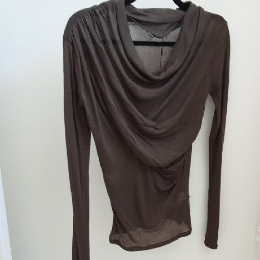 Zara Chocolate Brown Drape Neck Top NWT
